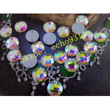 Piedras redondas Ab de 16 mm con dos orificios para accesorios de prendas de vestir